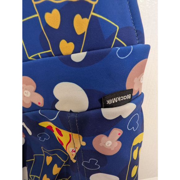 Women's BlackMilk Care Bears Pizza Print Blue short Overalls L romper - Picture 3 of 6